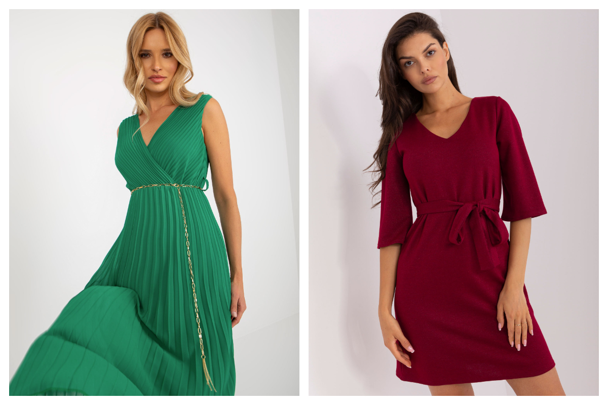 zielone i czerwone modne rozkloszowane sukienki na wesele ze sklepu online